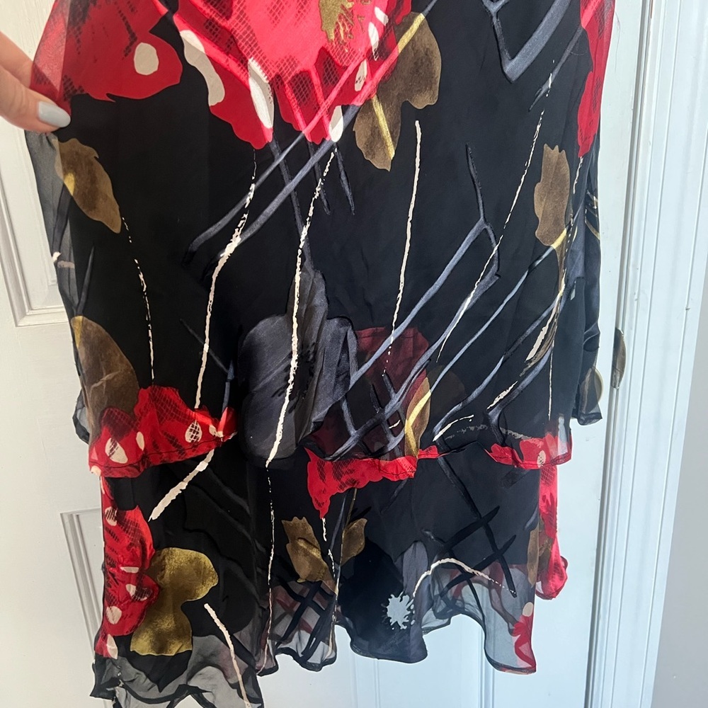 Vintage Floral Black and Red Women's Skirt S - Picture 5 of 10